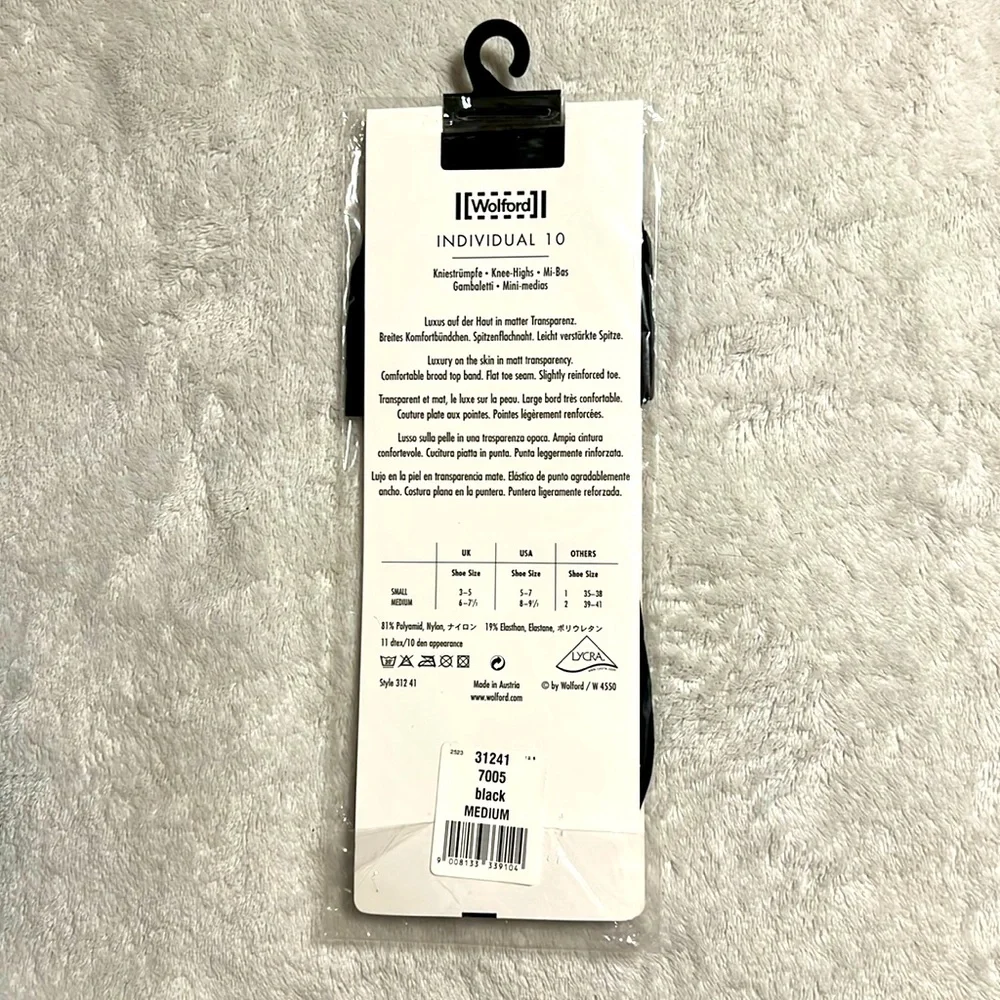Wolford Sheer Black Knee-Highs. Individual 10. Medium